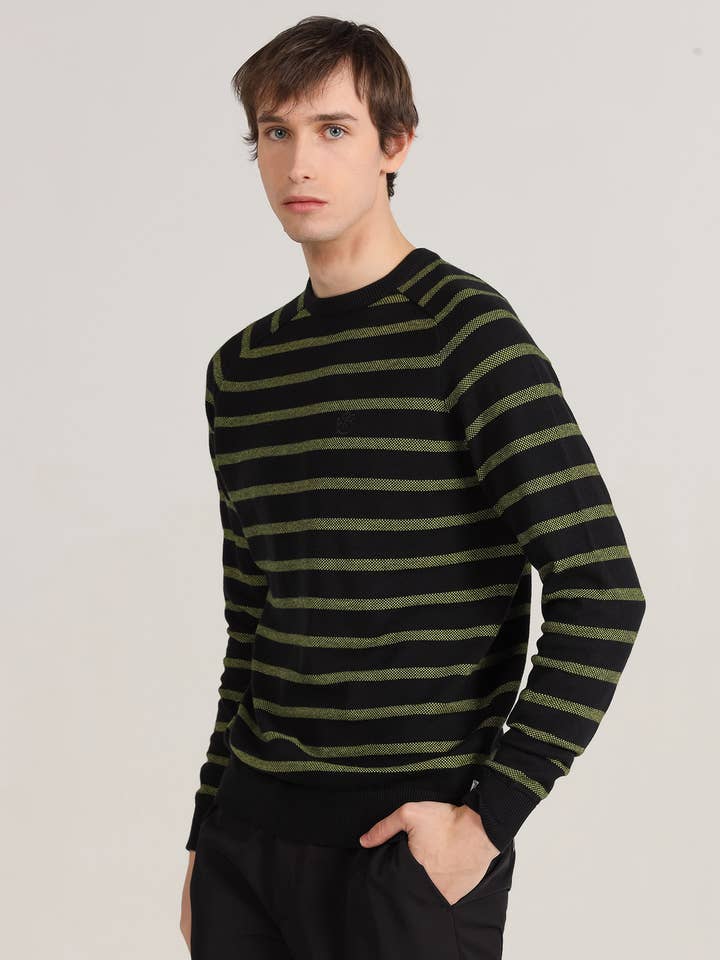 BENDORFF - Stribet sweater med rund hals og ranglanærmer for engroshandel hos PAUSANT SHOP ONLINE
