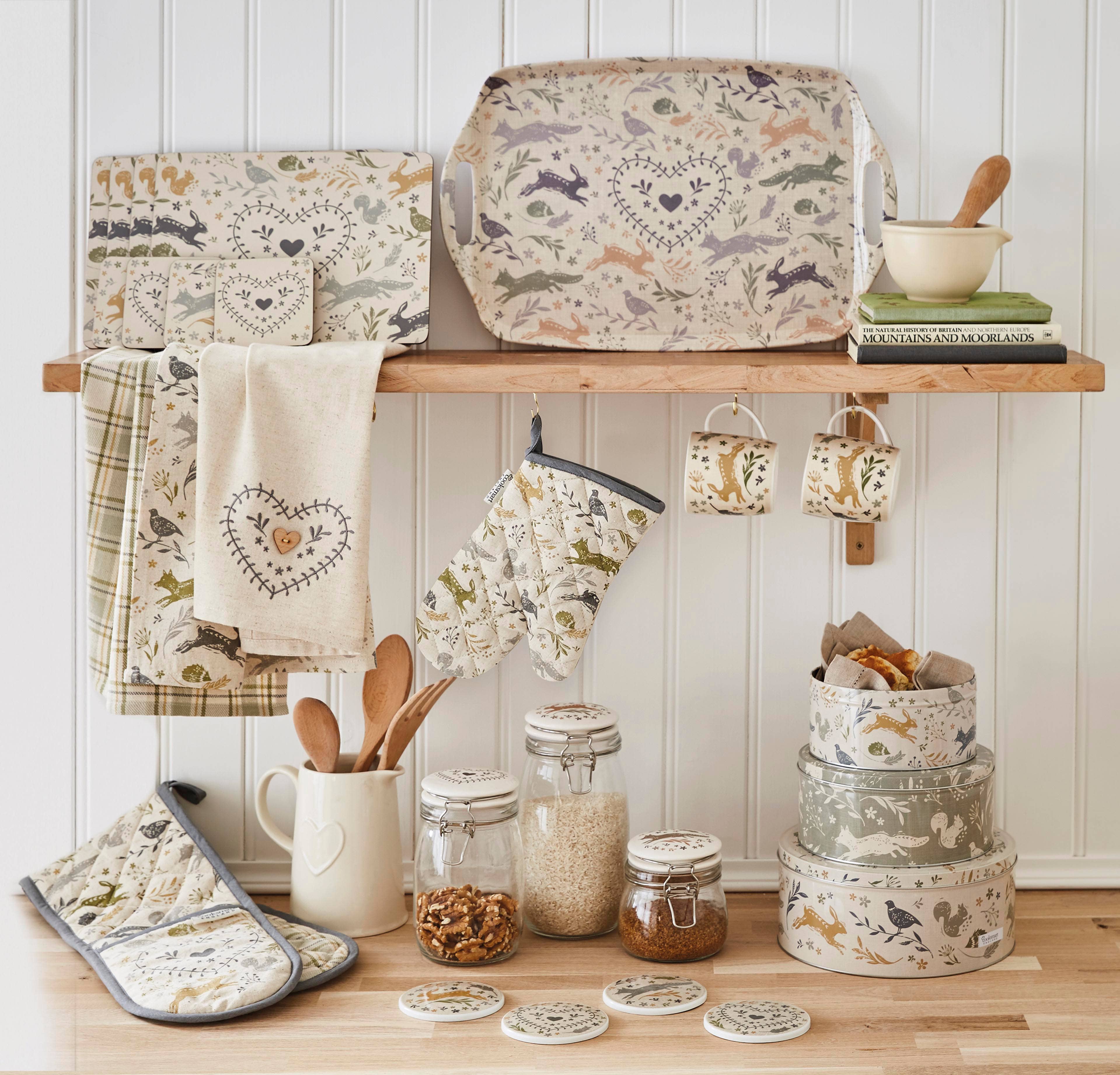 Natural 3 Pack Tea Towel Woodland by Cookmsart England for wholesale on Faire1