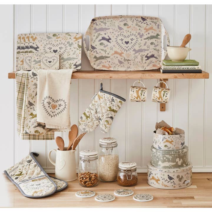 Natural 3 Pack Tea Towel Woodland by Cookmsart England for wholesale on Faire1