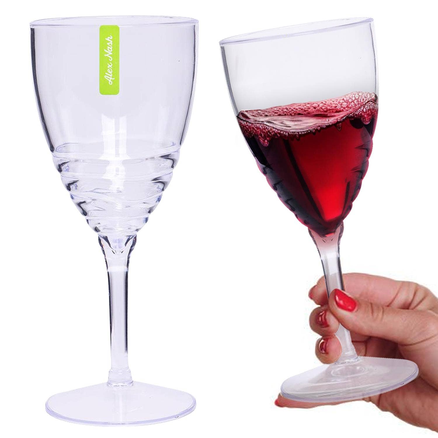 Daniel James – wholesale Wine glass – Pack of 4 Plastic Swirl Wine Glasses by Alex Nash5