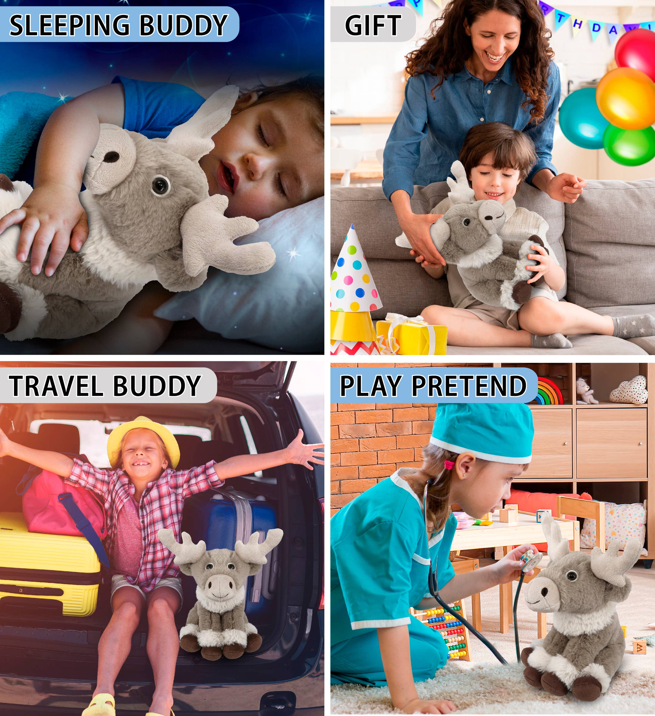 Cota Global – wholesale Stuffed/plush toy – Kids & baby – Super-Soft Plush - Squat Reindeer 8.5"3