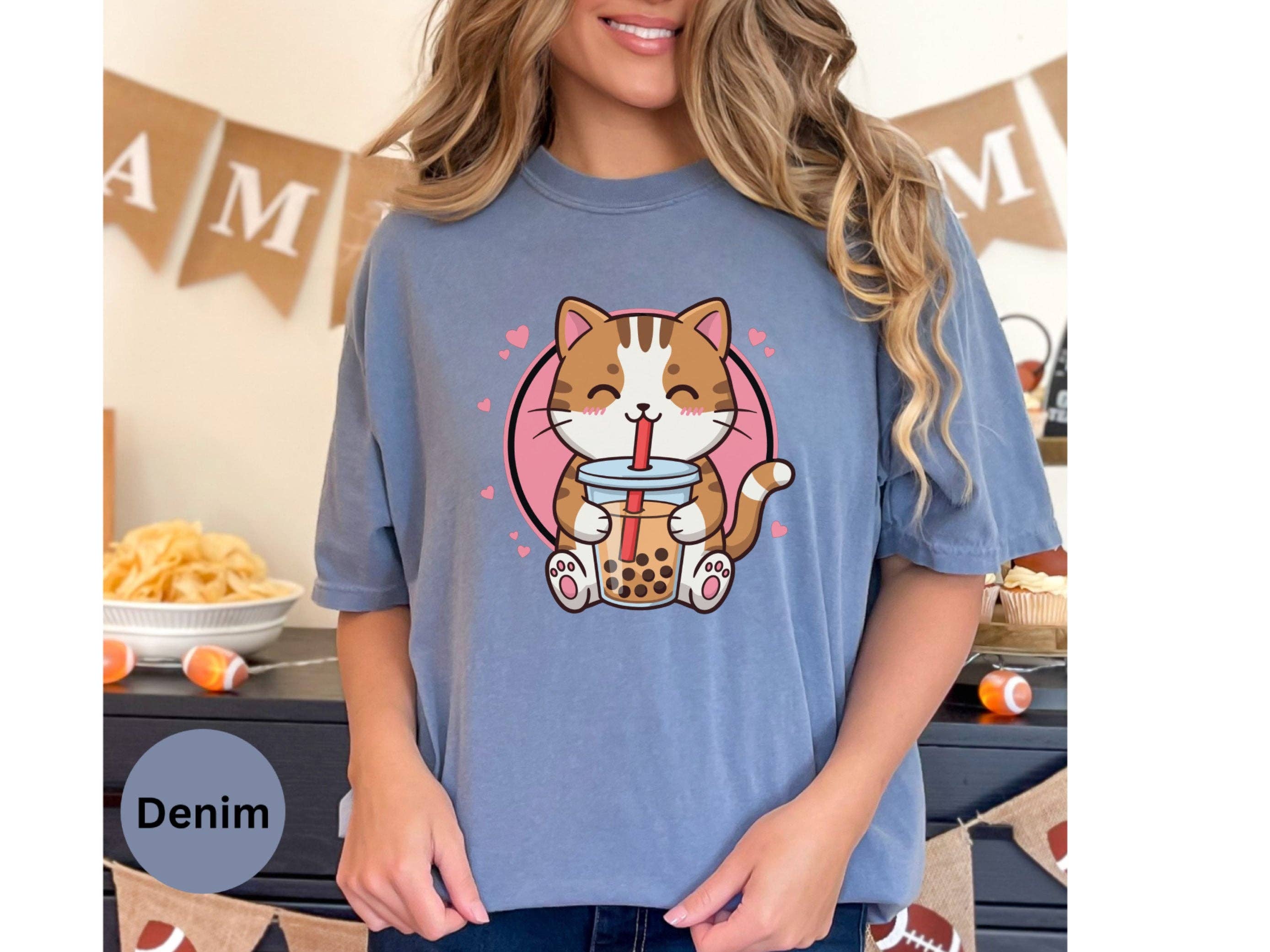 Graphic Galore - Wholesale Screen Printed T-Shirt - Women's - Anime Kawaii Cat Boba Tea Shirt, Cute Japanese Neko Tee For The Anime Fan, Boba Lover Shirt, Gift For The Japanophile, Adorable Kitten Shirt4