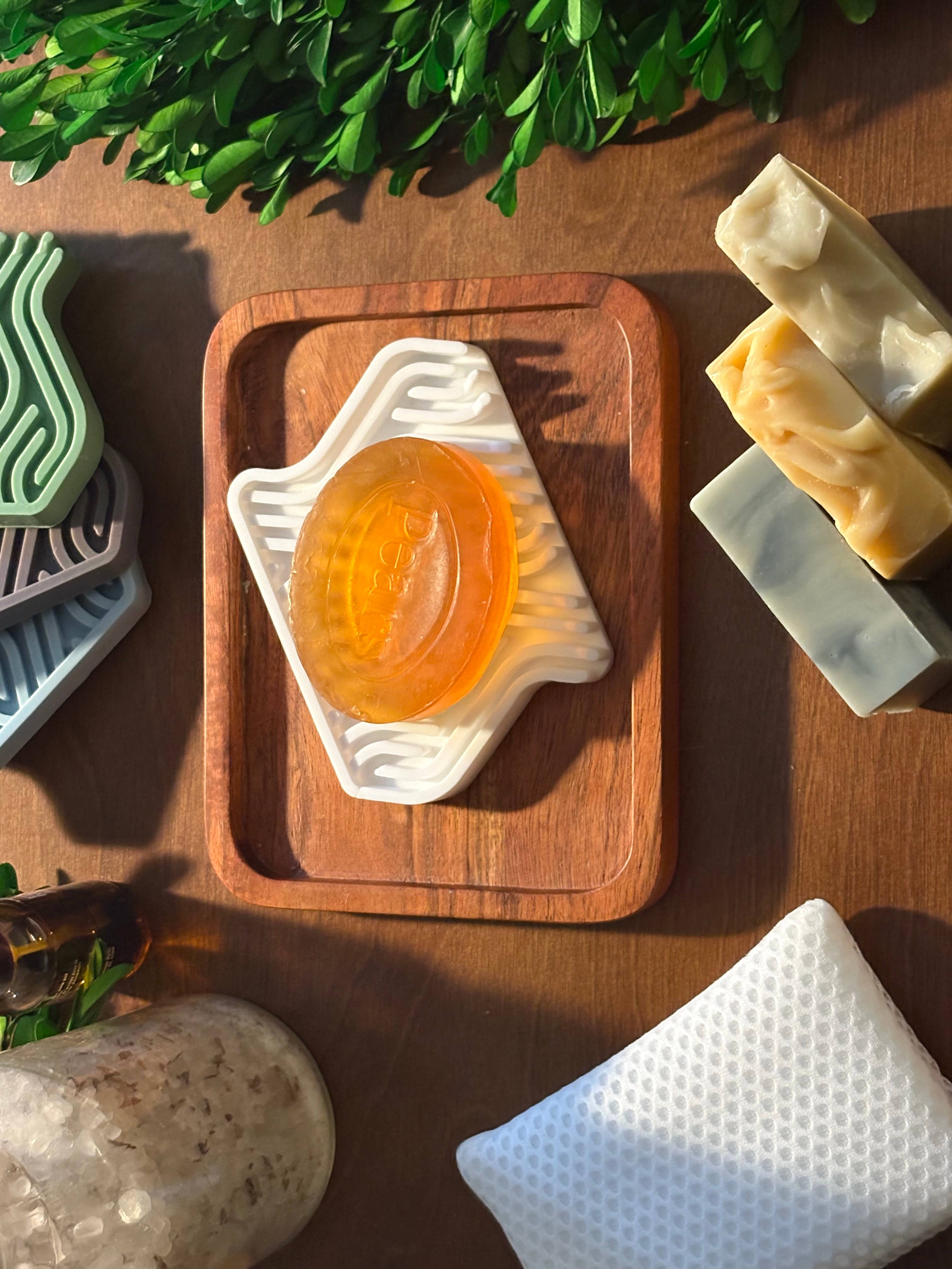 Multi Colored Soap Dish (White/Grey/Green) Premium Silicone Soap Saver for wholesale on Faire12