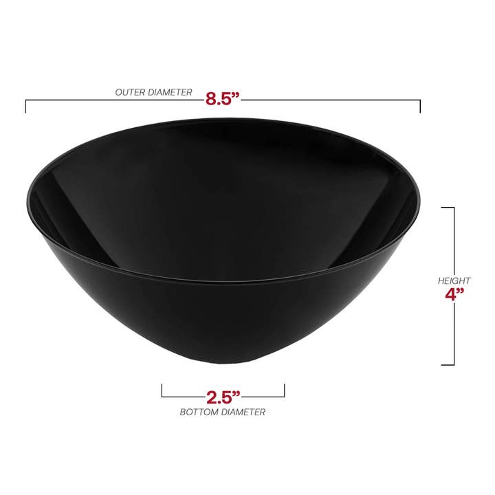 Smarty had a Party - Wholesale Disposable Plate - 32 oz. Solid Black Organic Round Plastic Bowls - 60 pcs3