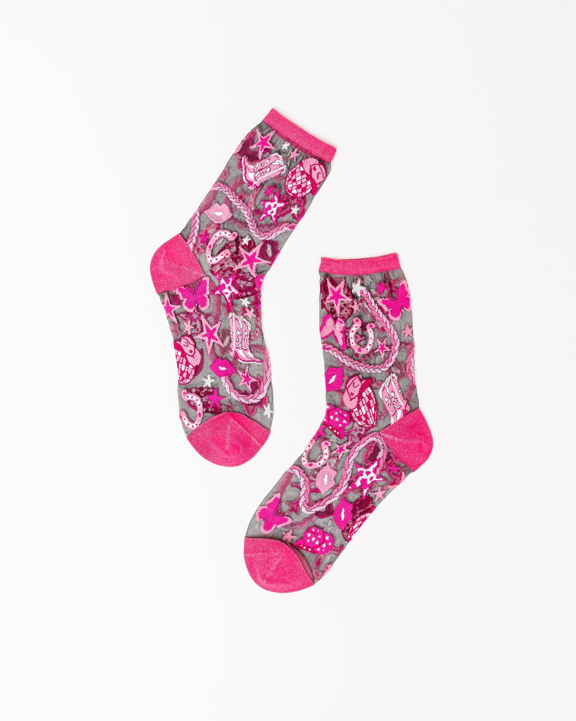 Sock Candy - Wholesale Socks - Women's - Disco Barbie Black Sheer Crew Sock1