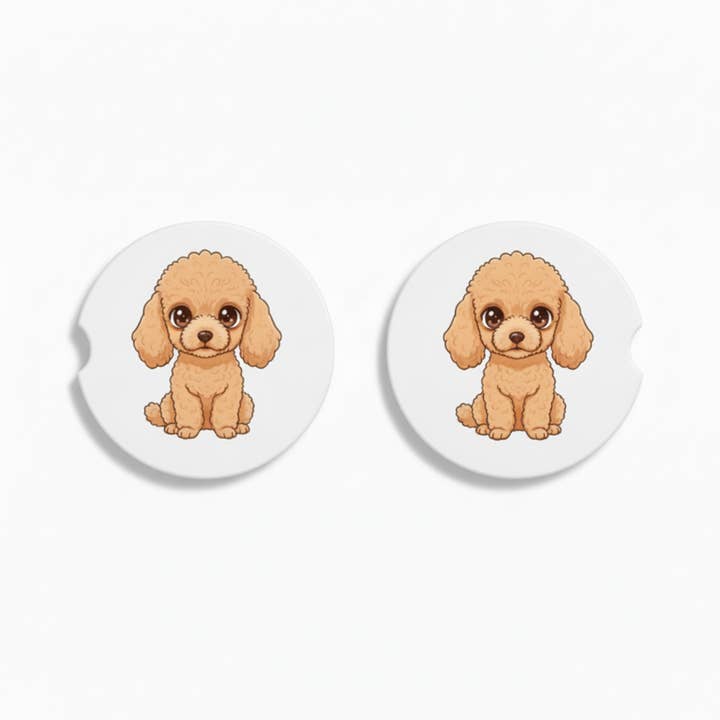 Sous-verres en céramique style Kawaii Poodle Doodle pour la vente par Designs by Mysh