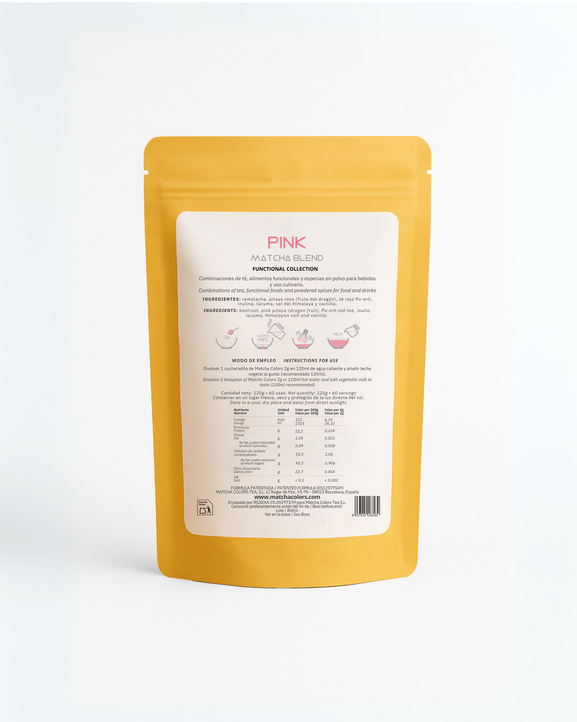 Matcha Colors - Wholesale Health/Detox Tea - Pink Matcha Blend – 120 g (Coffee Format)1