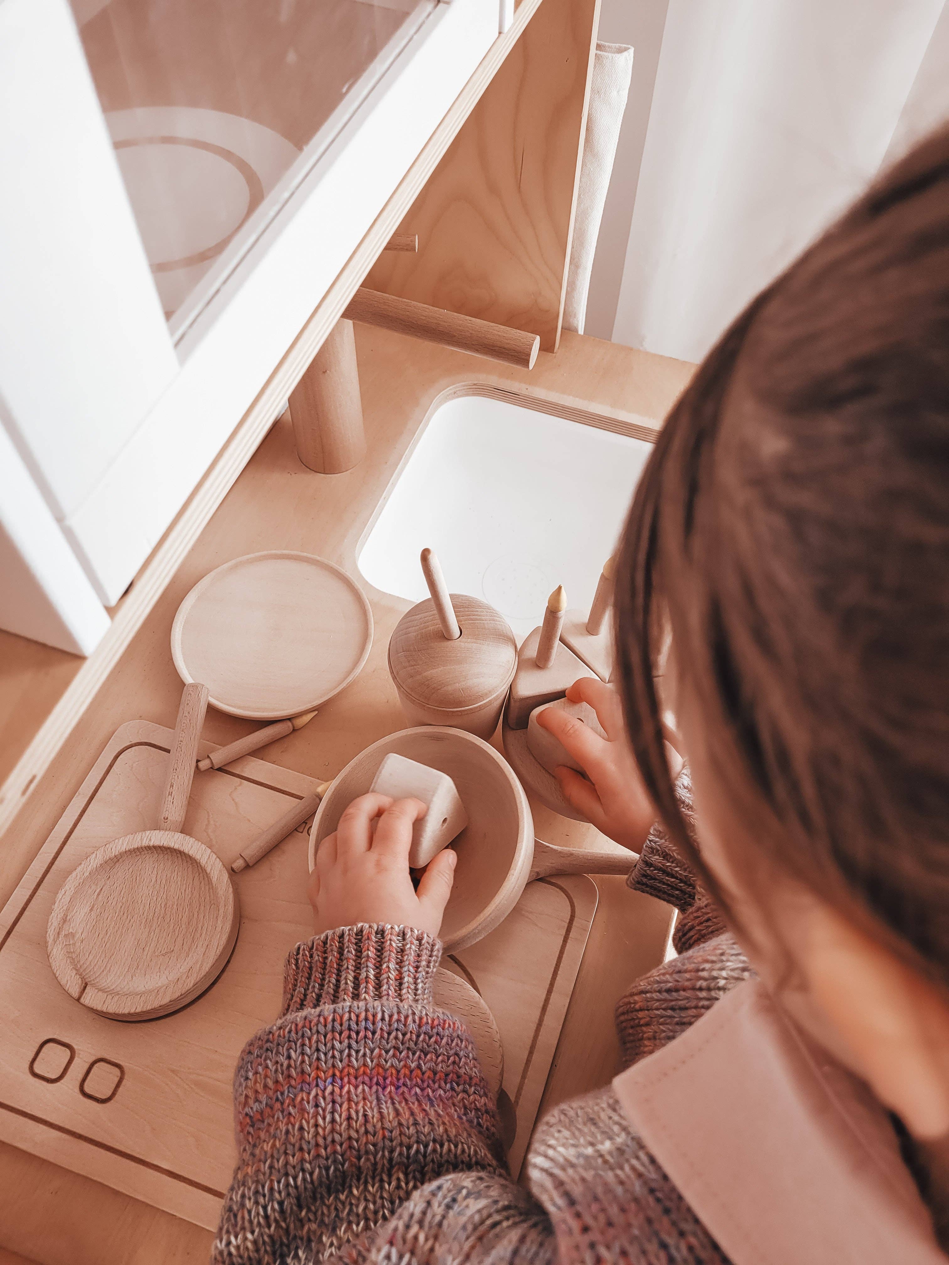 Petit Abode - Wholesale Wood Toy - Kids - The Wooden Dining Set (plate and bowl)8