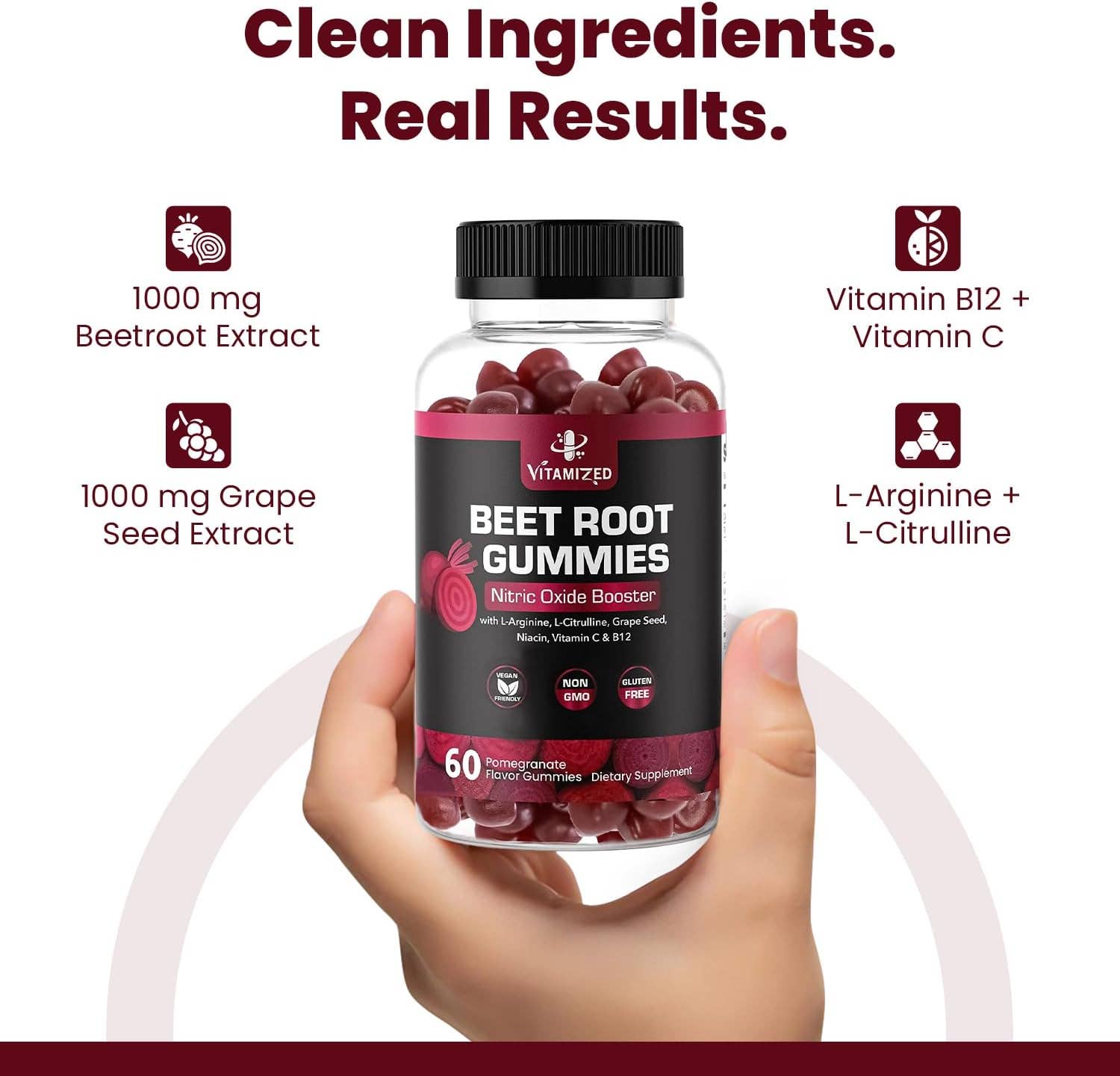 Vitamize inc – wholesale Oralt tillskott/Vitamin – Potenta rödbetor Gummies 1000mg - Kväveoxidtillskott4