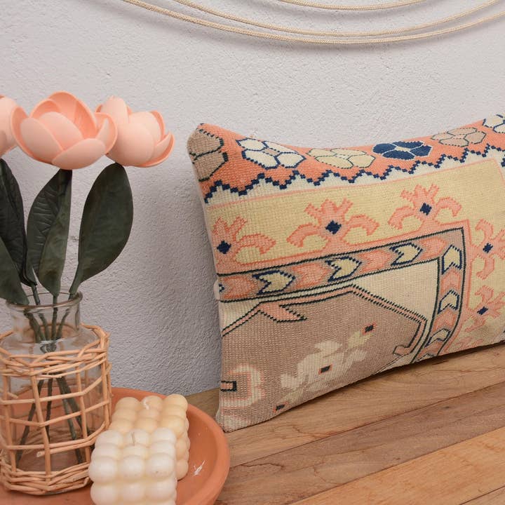 Turkish Kilim Lumbar Pillow Hand Knotted Couch Cushion for wholesale by Kilim Pillow Decors