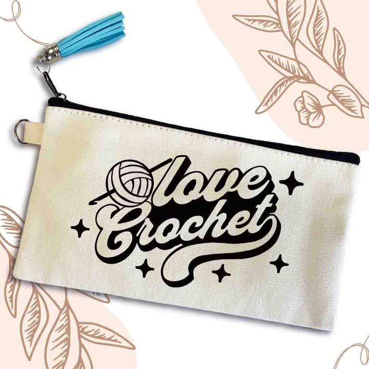 Borsa piccola in tela Love Crochet per la vendita all'ingrosso da parte di Anna B. Shop