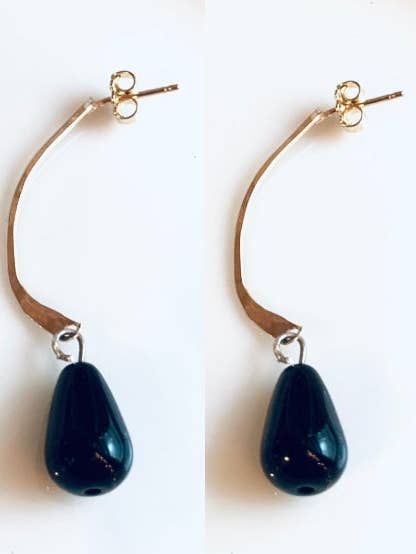 Pendiente de barra curva de ónix para venta al por mayor de Zahavah Jewelry