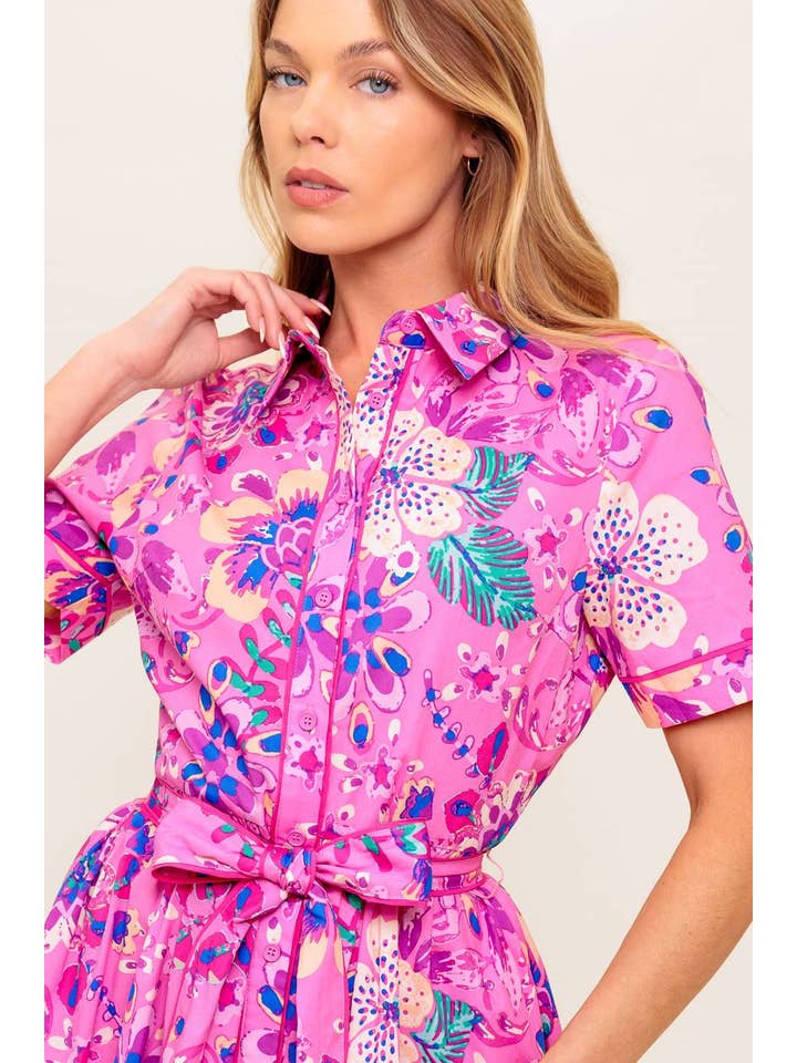 PINK PURPLE A printed woven midi dress - ID22375 for wholesale on Faire