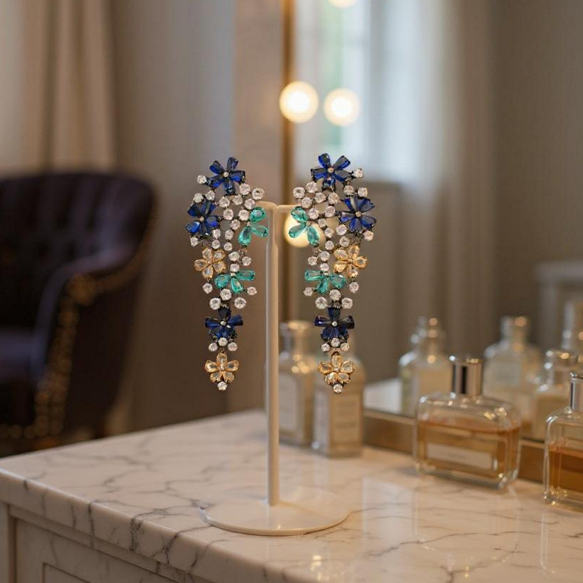 Athena Bridal Jewellery – wholesale Dangle earrings – CZ COLLECTION - EXQUISITE WATERFALL EARRINGS - CZER912 MULTI5