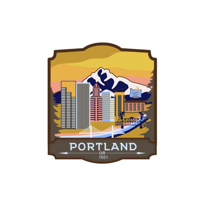 Portland 2.5” sticker for wholesale by Landmarks Unlimited