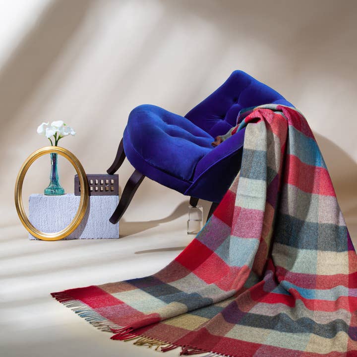 Heating & Plumbing London - Wholesale Throw Blanket - Alpaca & Merino Lambswool Blanket Bright Coloured Checks6