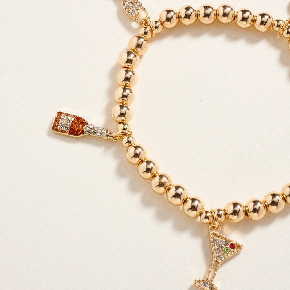 Designature New York - Wholesale Charm/Dangle Bracelet - Wine Rhinestone Charm Beaded Stretch Bracelet3