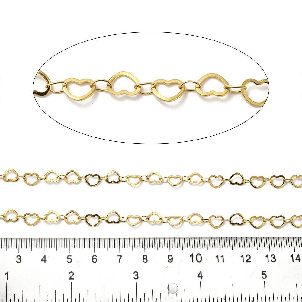 Love, Paige Designs - Wholesale Link & Chain Necklace - Gold Heart Chain By the Foot Ion Plated Stainless Steel1