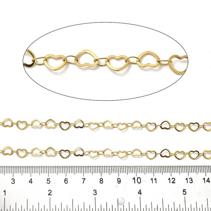 Love, Paige Designs - Wholesale Link & Chain Necklace - Gold Heart Chain By the Foot Ion Plated Stainless Steel1