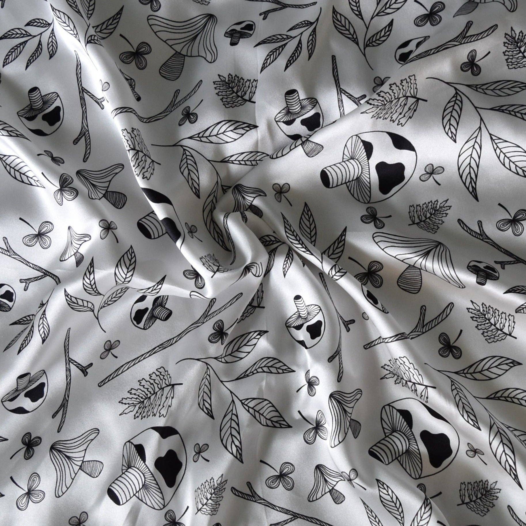 Hello Ilona - Wholesale Scarf - Women's - Mystical Mushroom 100% Mulberry Silk Scarf - White1