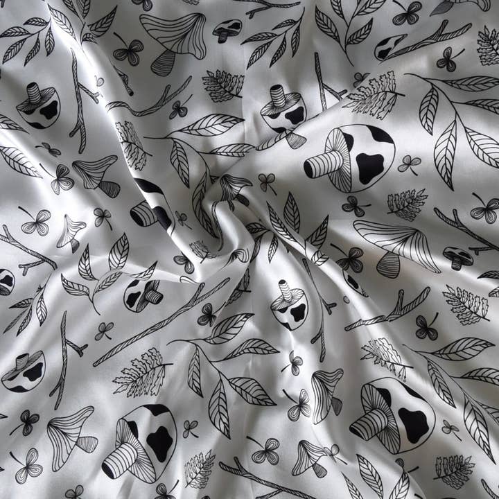 Hello Ilona - Wholesale Scarf - Women's - Mystical Mushroom 100% Mulberry Silk Scarf - White1