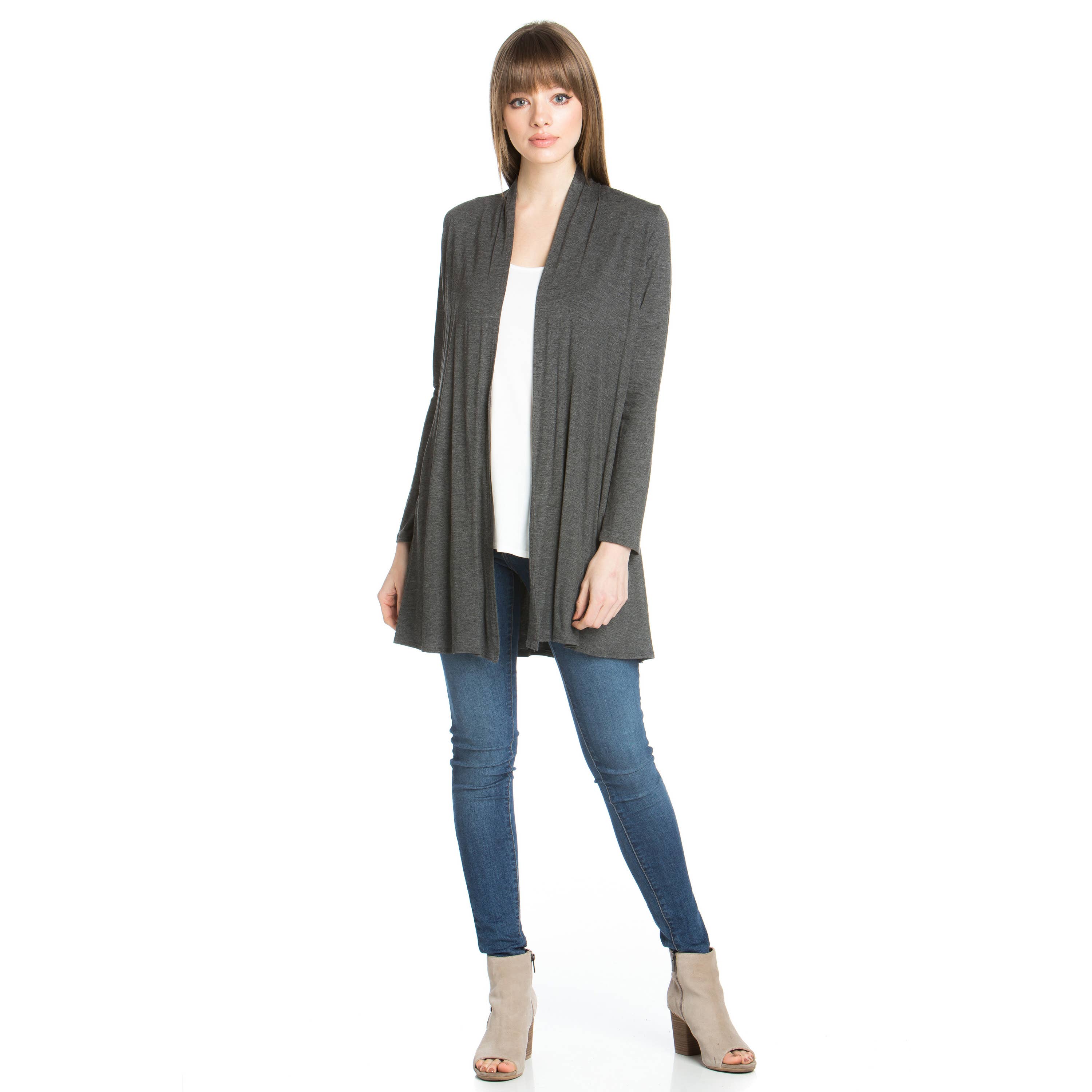 Azules Clothing - Venta al por mayor Cárdigan - Mujer - Cárdigan drapeado de manga larga con parte delantera abierta83