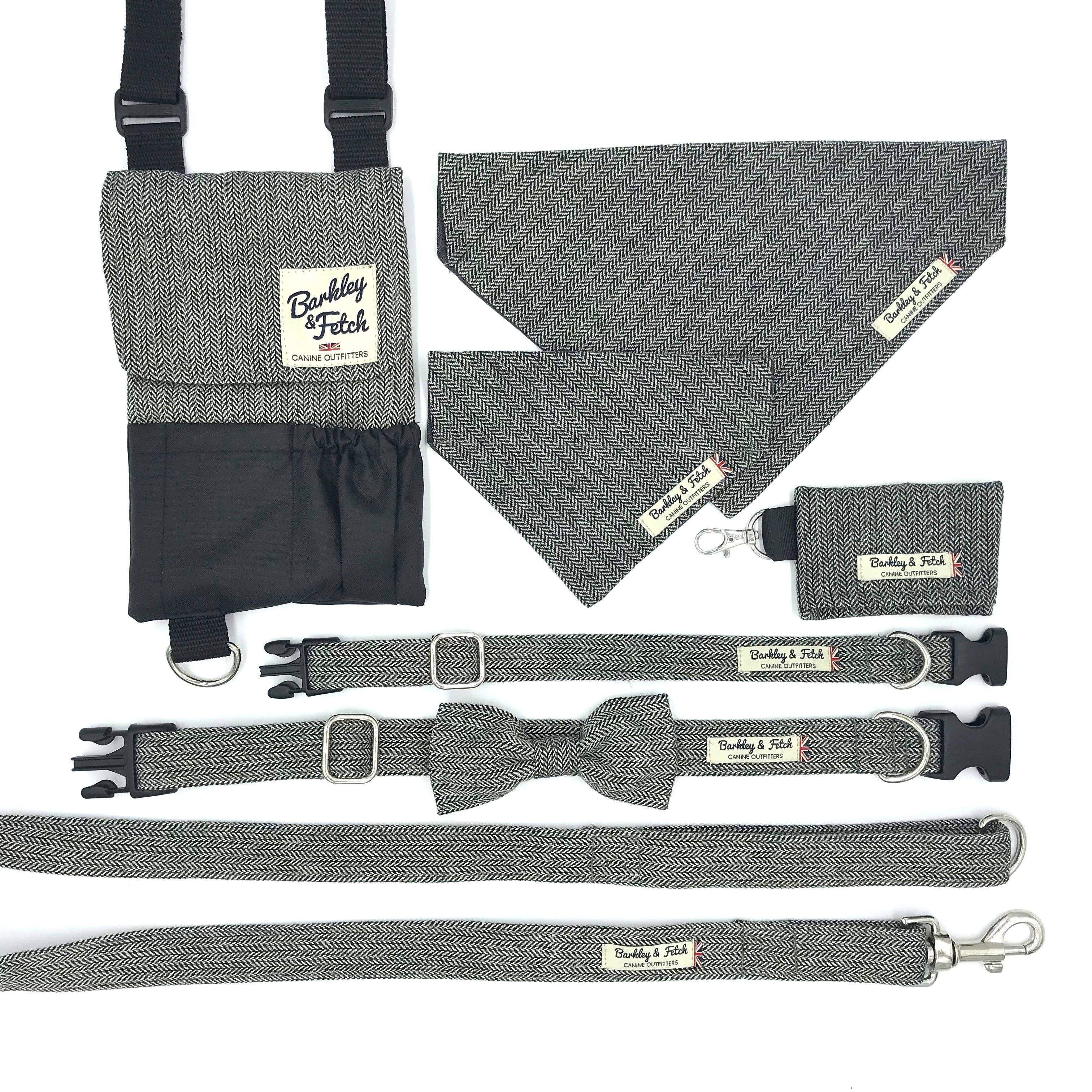 Barkley and Fetch – wholesale Pet poo bag dispenser – Grey Herringbone Poo Bag Holder1