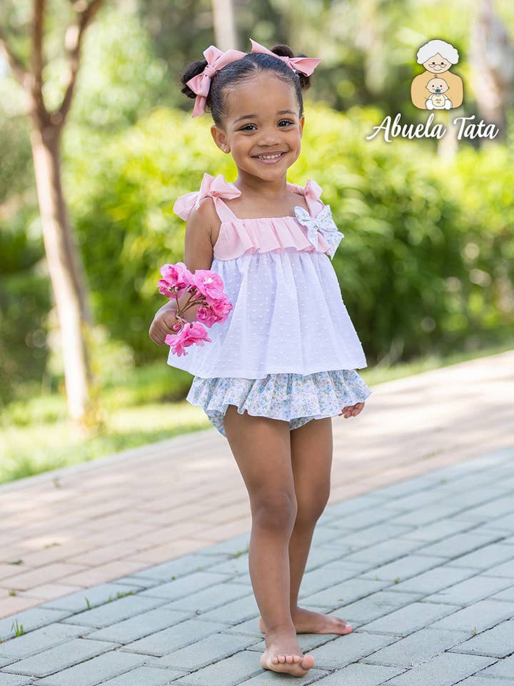 Conjunto de calcinha e camiseta para bebê menina por atacado de Abuela Tata