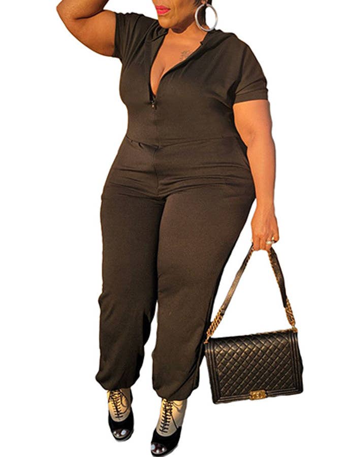 MB Fashion Wholesale - Wholesale Jumpsuit - Women's - MB FASHION ZIPPER PLUS SIZE JUMPSUITS 7168R