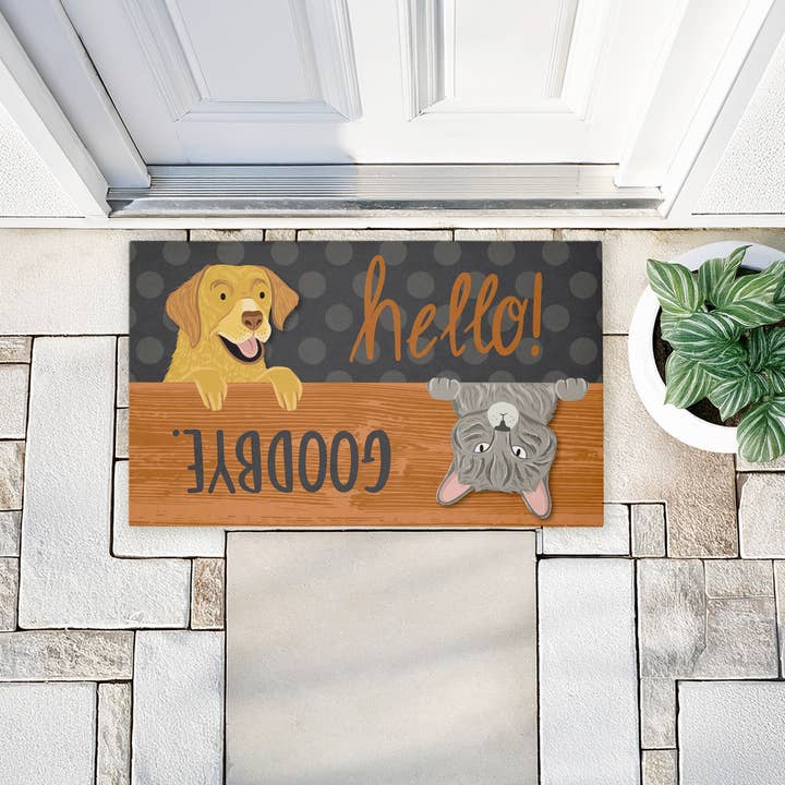 Stupell Industries - Wholesale Door Mat - Hello Goodbye Dog & Cat Door Mat, 18x304