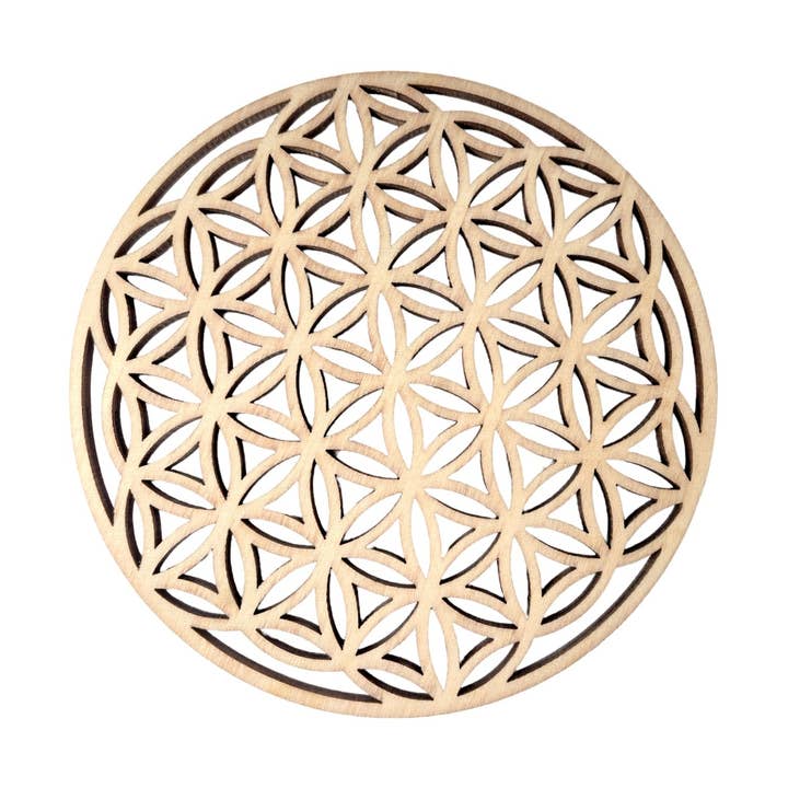 10 cm wooden flower of life plaque for wholesale by Foliesbijoux