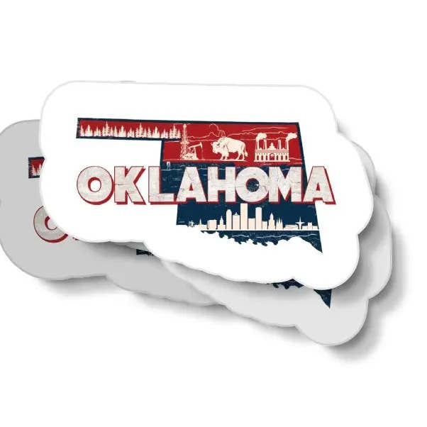 Retro Oklahoma Waterproof Sticker for wholesale by JE Creates