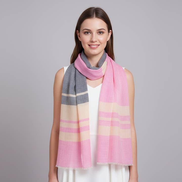 Rose Ash Handwoven Cashmere Scarf for wholesale by SADHU HANDMADE NATURALS