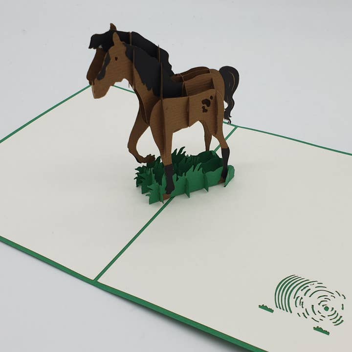 Carte pop-up 3D cheval pour la vente par Papier Paradies