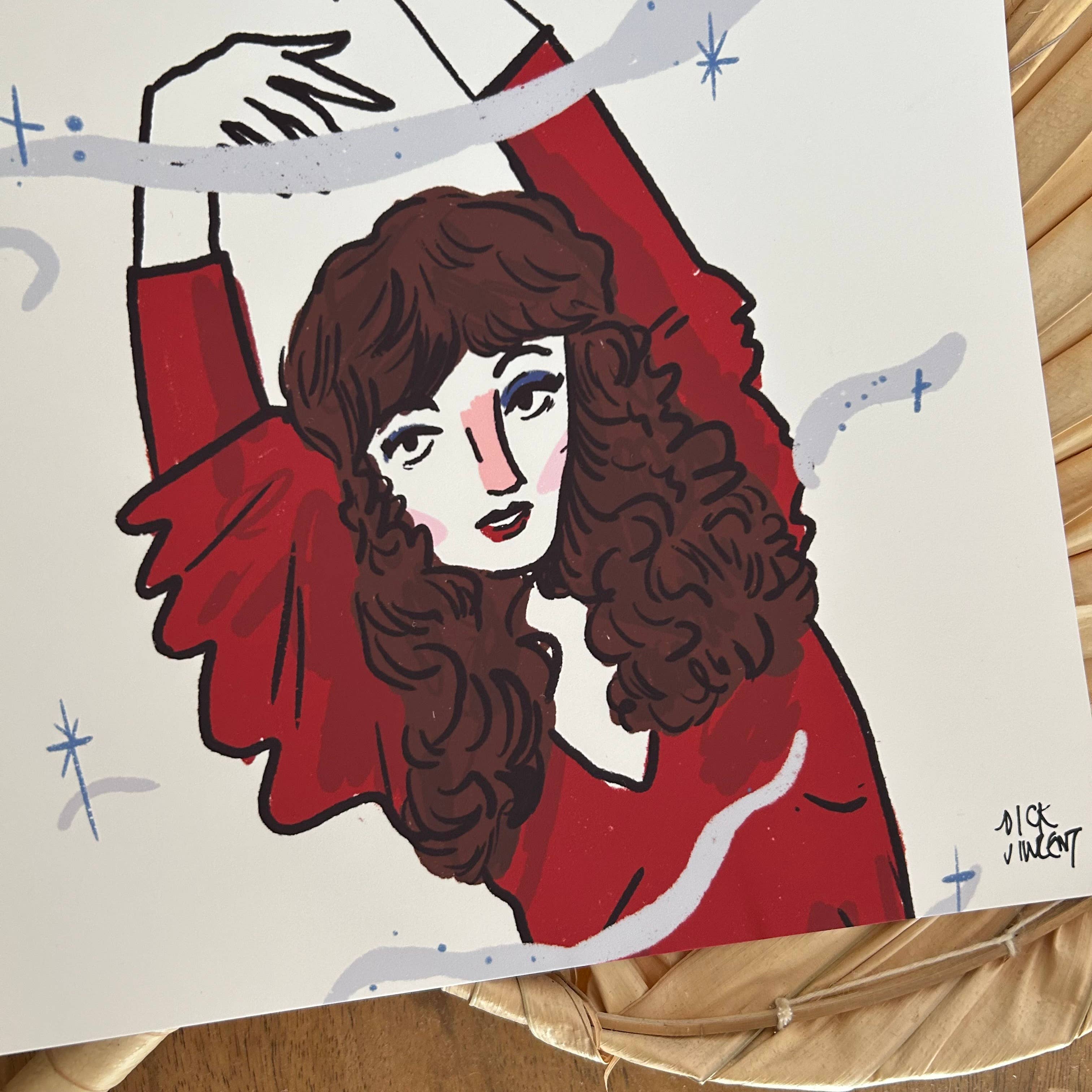 Dick Vincent Illustrations - Vendita all'ingrosso Stampa artistica - Stampa di Kate Bush 1