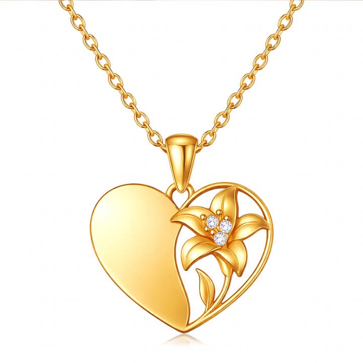 Gold Plated Engravable Heart Pendant Necklace (unengraved) for wholesale by Sephla
