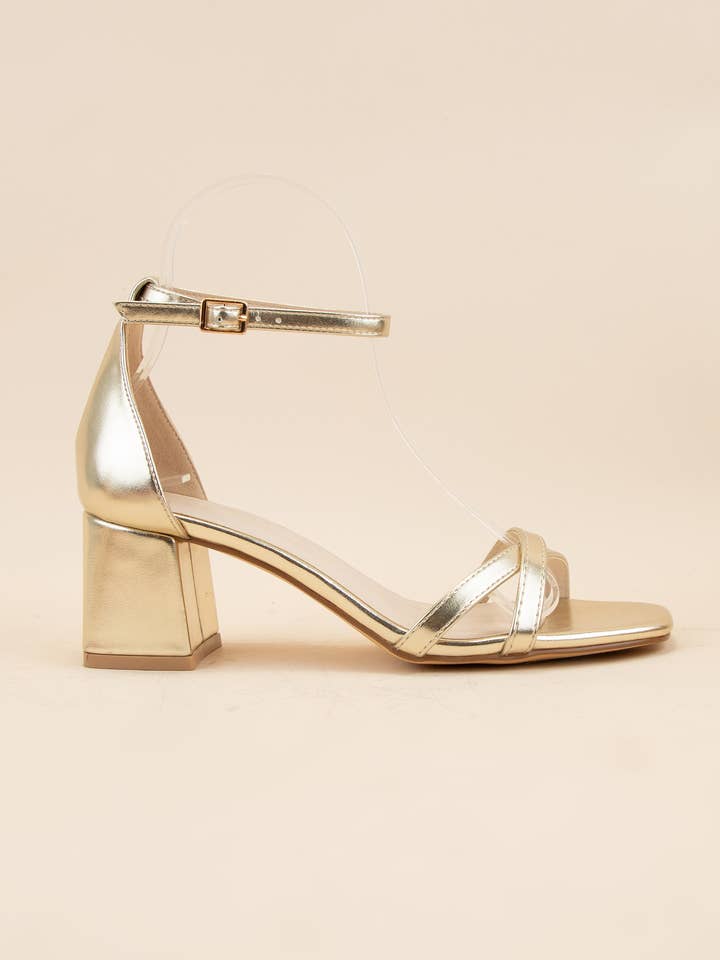 CCOCCI - Wholesale Low Heels - Women's - EDNA-1 SQUARE-TOE ANKLE STRAP BLOCK HEEL SANDAL