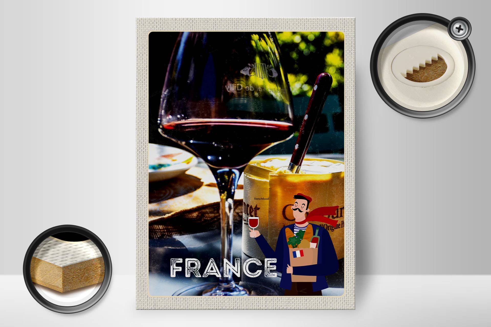 Femer - Venta al por mayor Letreros - Cartel de viaje de madera de 30 x 40 cm con queso camembert francés1