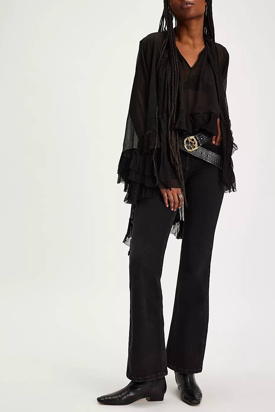 Rosa Clothing - Wholesale Blouse - Women's - billowy ruffle sheer top flowy Full Sleeve Frill Top10