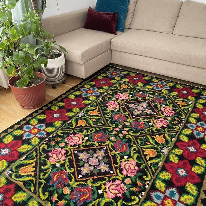 MADE WITH LOVE RO SRL - Vente Tapis - Tapis floral oltenien magnifique, tissé à la main en laine, Roumanie 2