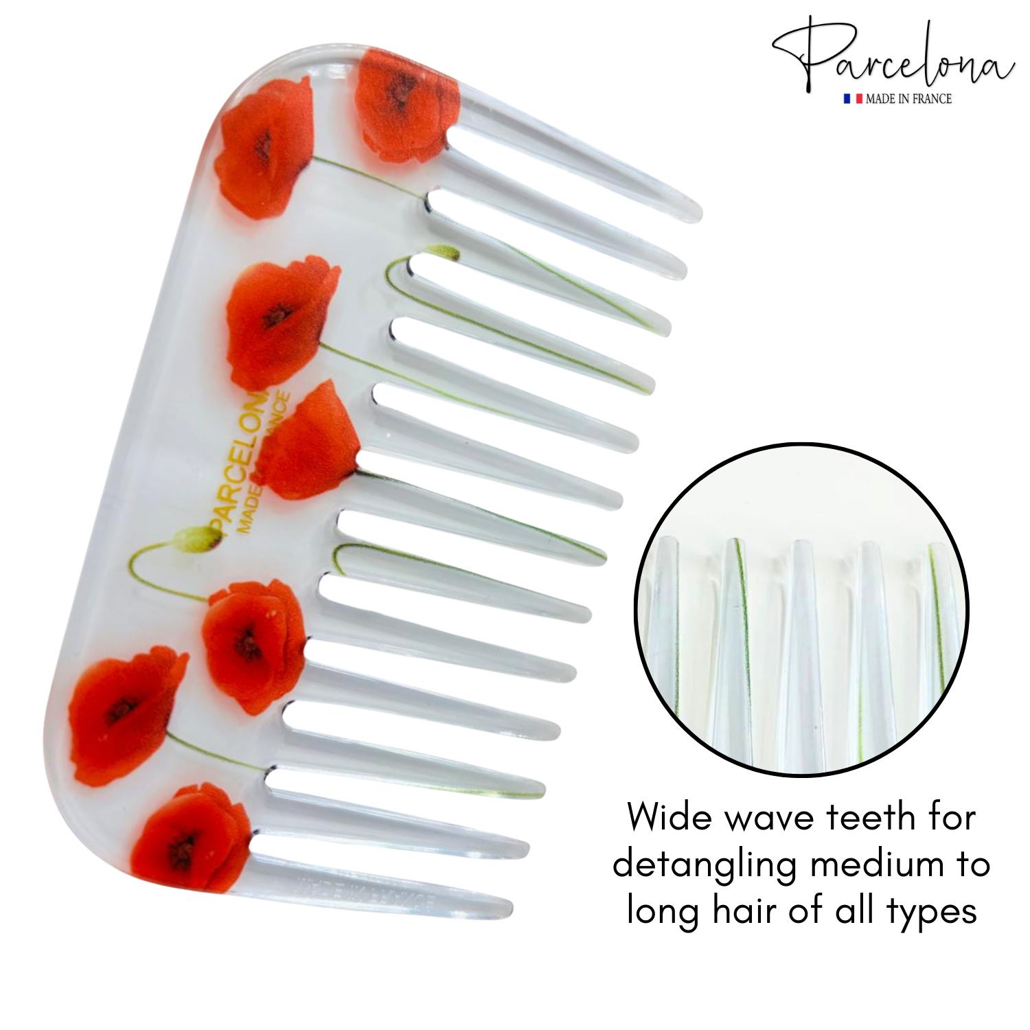 Parcelona - Wholesale Hair Brush/Comb - Parcelona Wide Tooth Comb Tropical Toucan Floral Print Comb for Thick Curly Hair57
