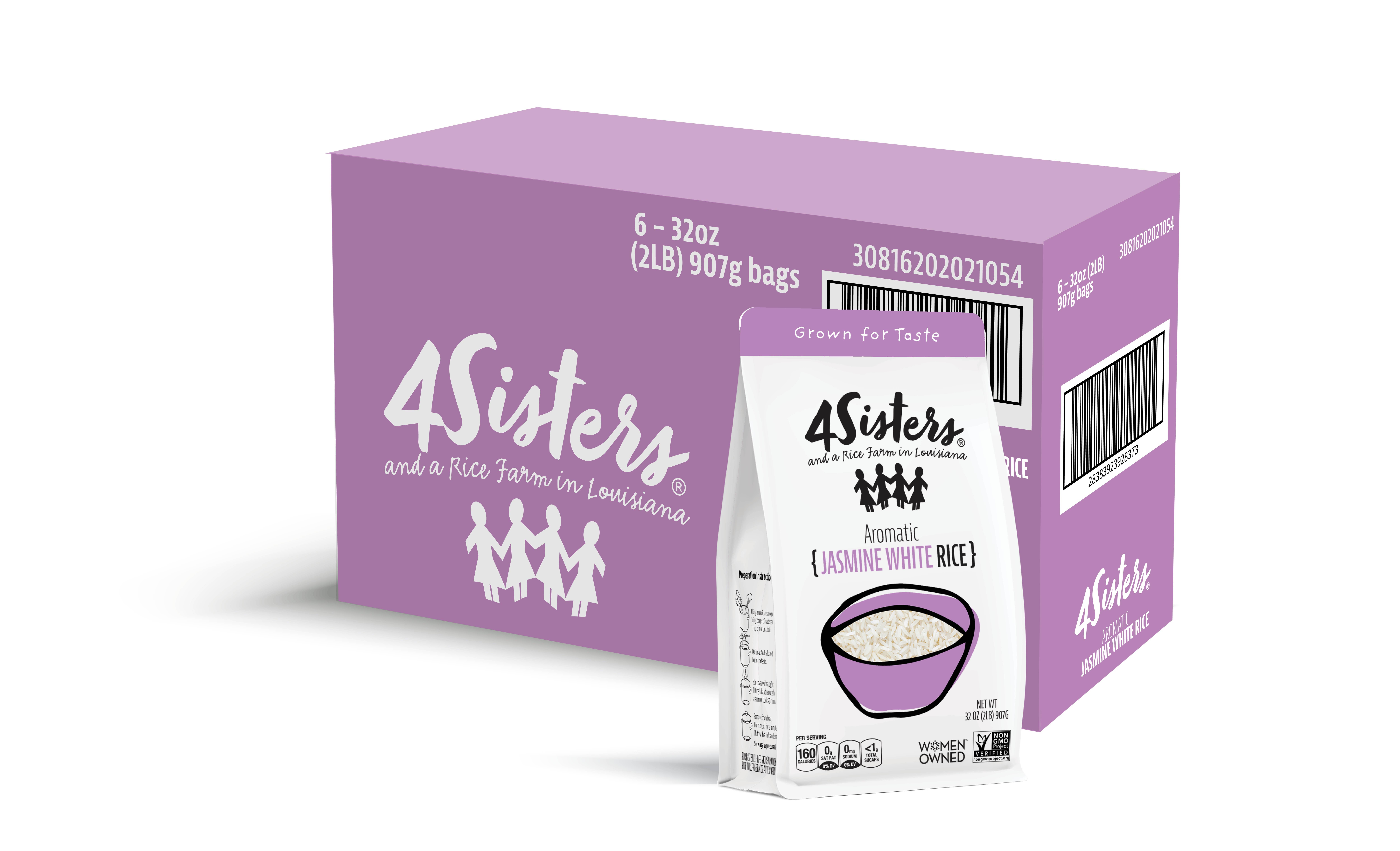 4Sisters - Wholesale Rice - 4Sisters Long Grain Aromatic Jasmine Rice - 2lb8