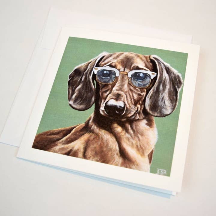 Dachshund Dog Greeting Card for wholesale by Emma Sage Fine Art