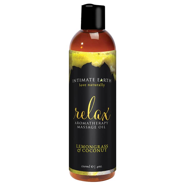 Relax Aromatherapy Massage Oil 4oz for wholesale by Intimate Earth
