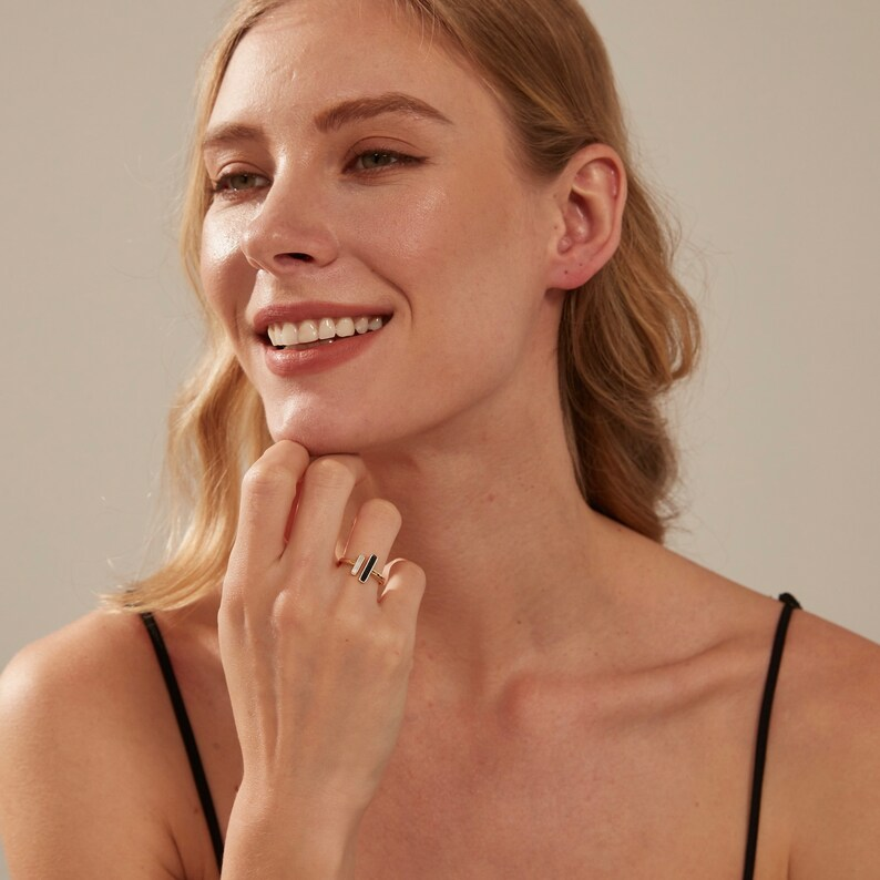 Perimade & Co. LLC - Vente Bague de cocktail/de cérémonie - Bague statement en agate et nacre en argent sterling 9255