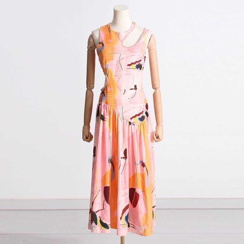 Productseeker - Vendita all'ingrosso Vestito - Donna - DR0137 Spring Elegance: abito sottile e plissettato senza maniche4