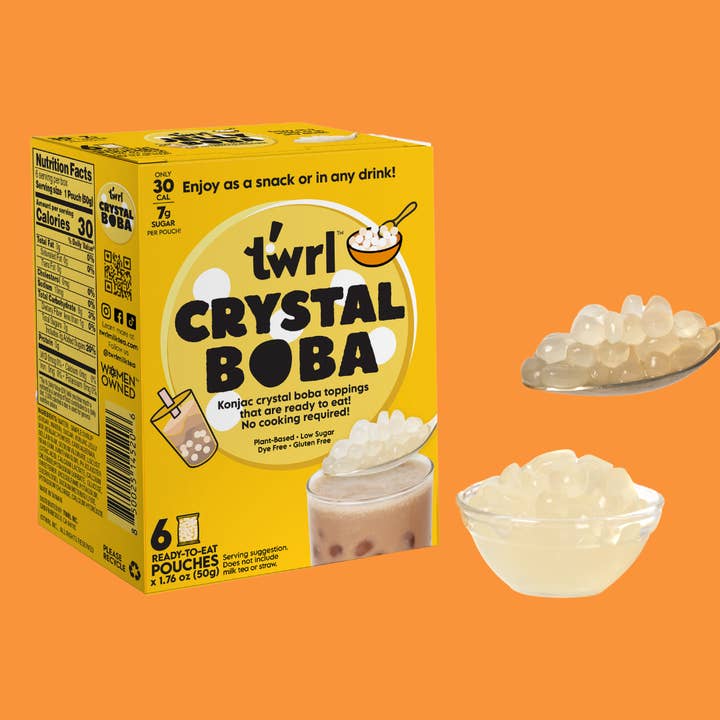 Twrl Milk Tea - Wholesale Beverage Mix - Crystal Boba Toppings 6 Pk - Low Sugar, Low Cal for Boba Tea