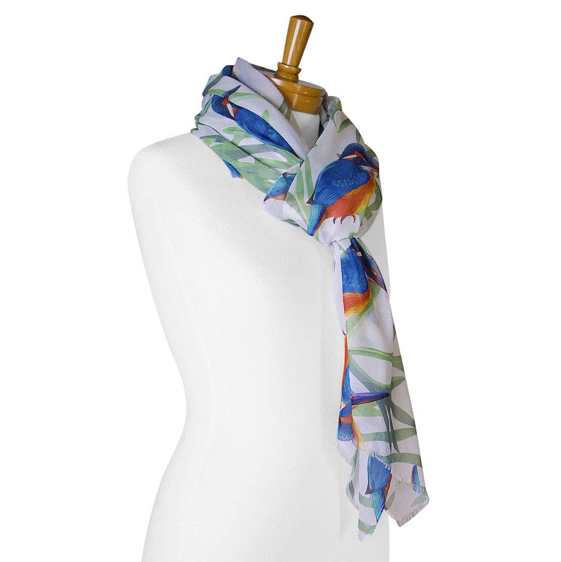 Taylor Hill Scarves & Co - Vendita all'ingrosso Sciarpa - Donna - AGCS1009: Bianco: Sciarpa Kingfisher Bird2