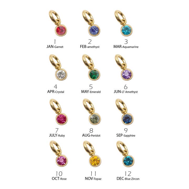 JOSSLYN by wall to wall - Wholesale Individual Charm/Pendant - CHARMS-18K BRASS CUBIC ZIRCONIA BIRTHSTONE CHARM | 40CM102