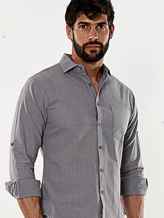 Men's Casual Roll-Up Sleeve Shirt By Bohio - S-XL for wholesale by Azucar & Bohio